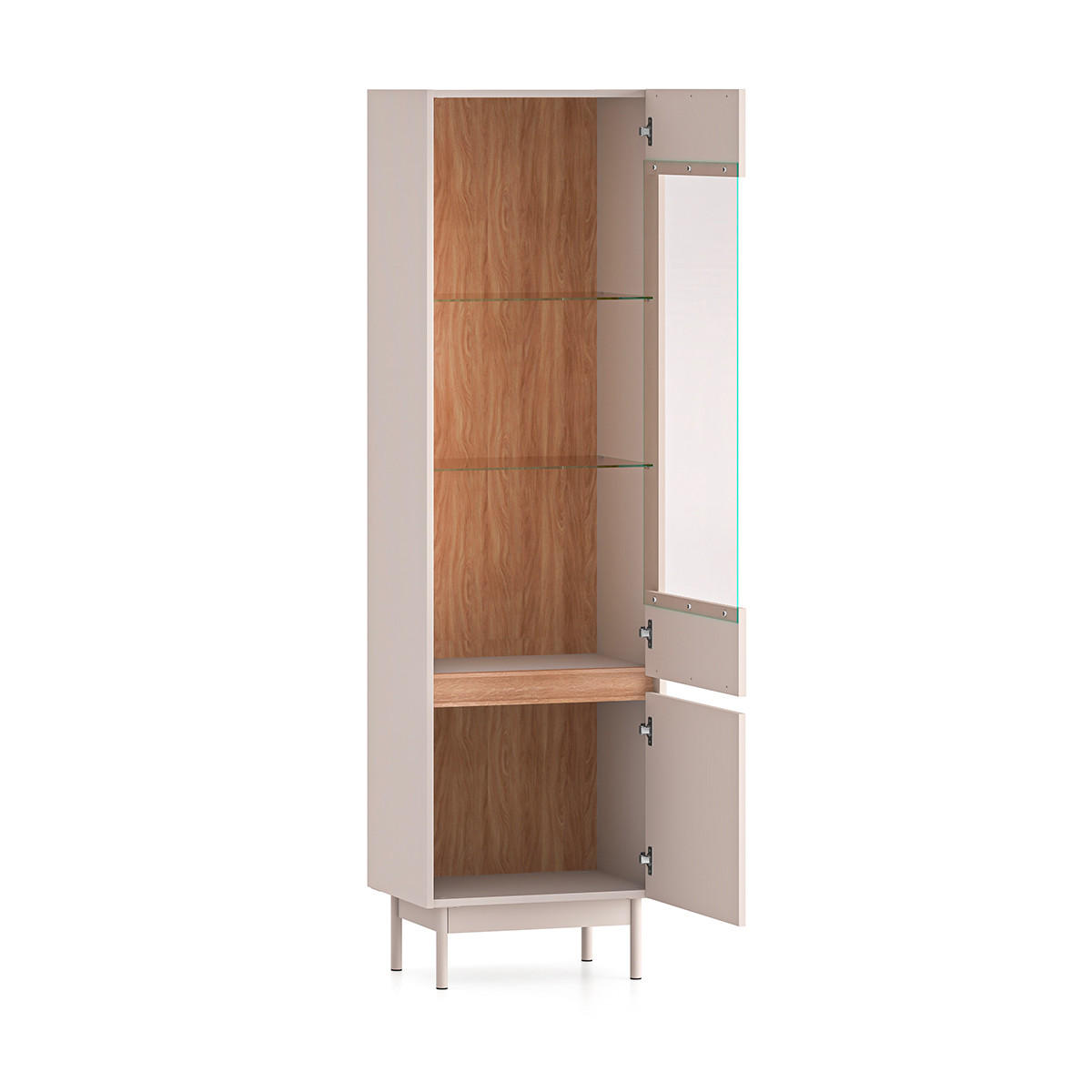 VITRÍNA Connie Kašmír a dřevo - béžová, kompozitní dřevo (54.9/192.8/40cm) - Petits-meubles