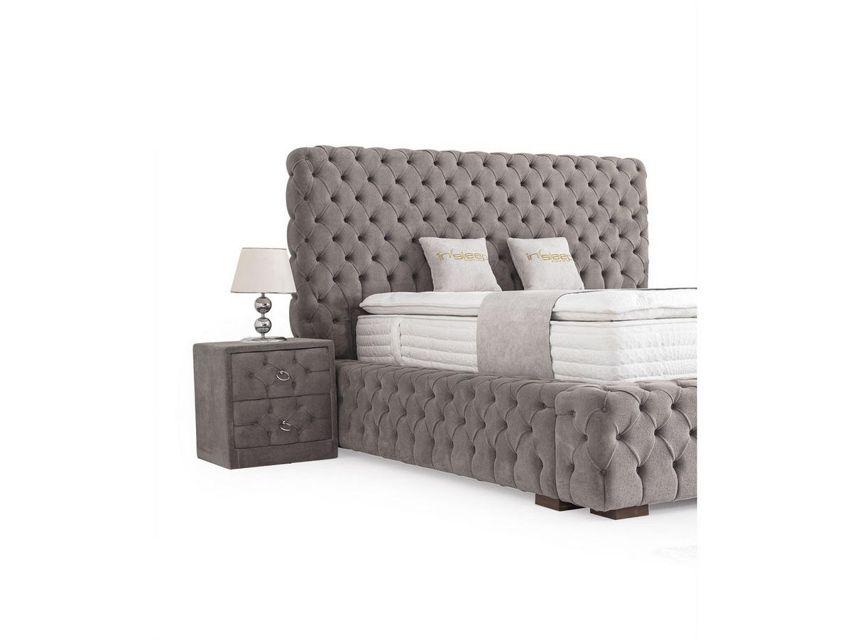 POLSTERBETT Marsilya 180x200 Grau - Grau, Textil/Metall (180/200cm) - Villa Möbel
