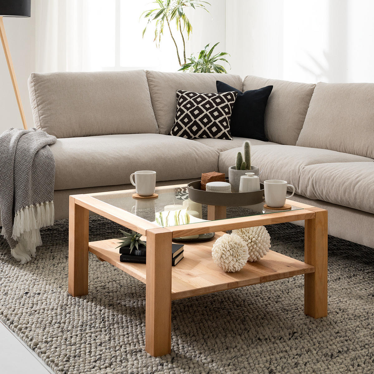 COUCHTISCH - Kernbuche massiv - geölt - Kernbuche, Holz (70/70/38cm) - home24