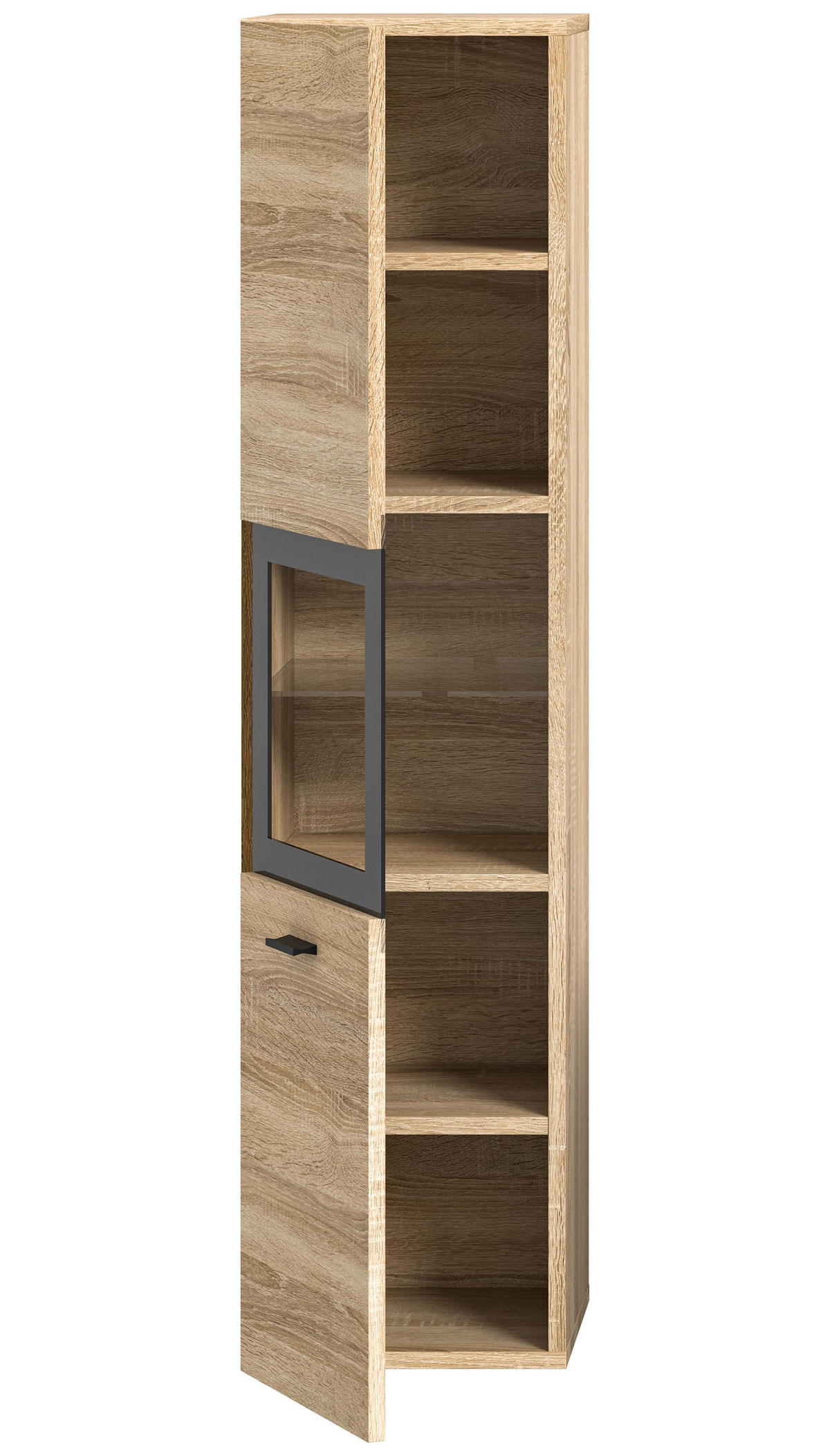 BADSCHRANK Boston/Tampa Bad in Eiche Sonoma Nachbildung und schwarz B/H/T: 30x125x29 cm - Sonoma Eiche, Holzwerkstoff (30/125/29cm)