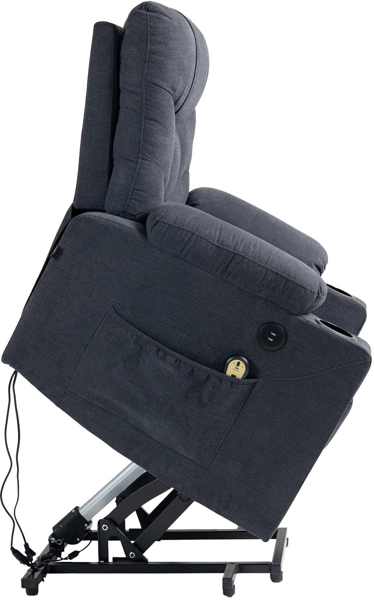 SESSEL Stoff dunkelgrau - Dunkelgrau/Schwarz, Textil/Metall (84/104/95cm) - CLP