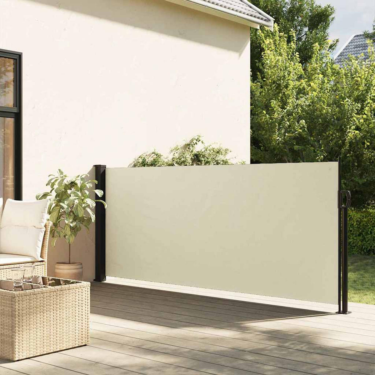 SEITENMARKISE Ausziehbar Creme 120/500 Cm - Creme, Textil (120/500cm) - vidaXL