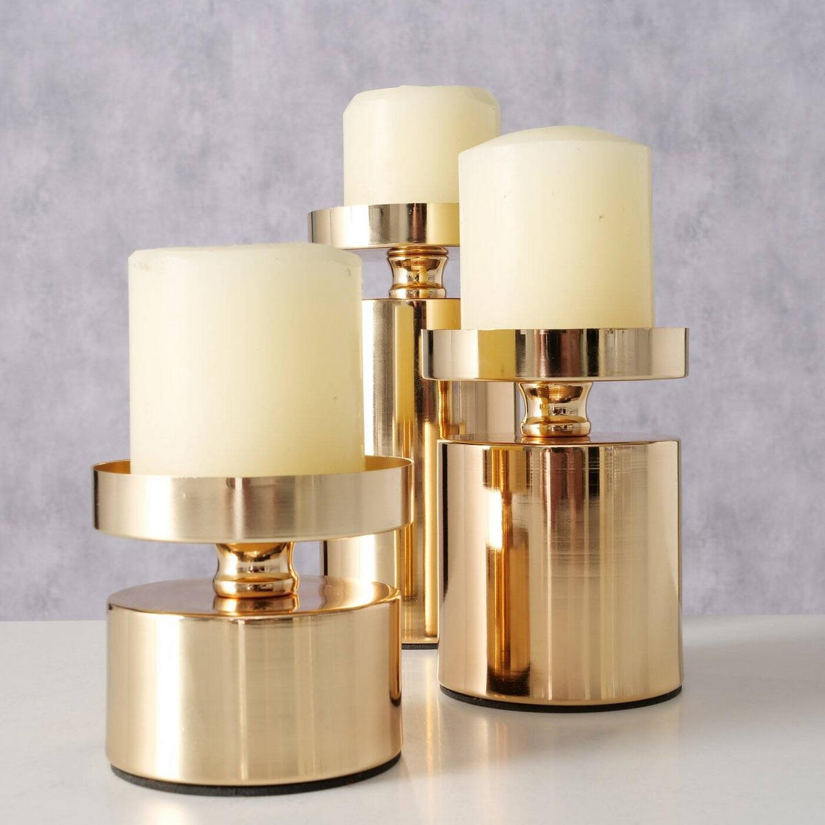 KERZENHALTER Meril 3er-Set Ø 7,5 cm - Goldfarben, Metall (7.5/15.5/7.5cm) - Boltze Home