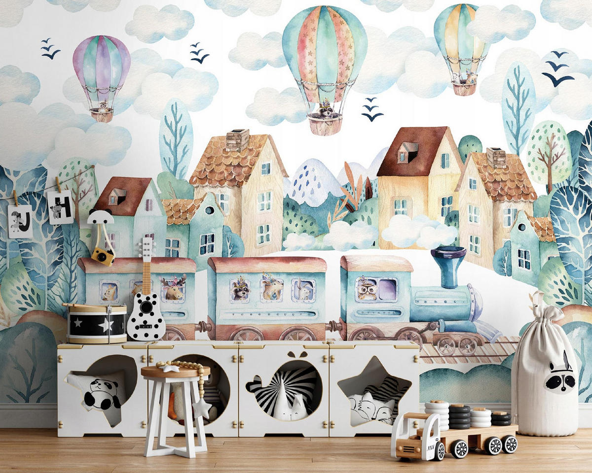FOTOTAPETE Kinderzimmer Zug Vliestapete Tapete 150x105 - Multicolor, Papier (150/105cm) - Wallarena
