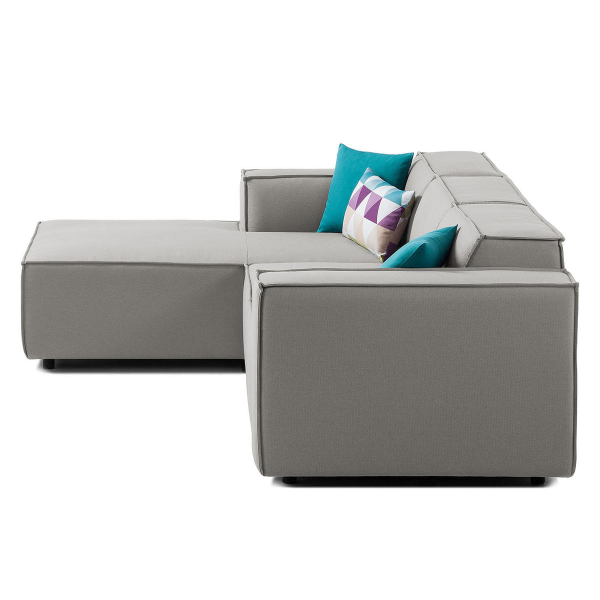 ECKSOFA mit Longchair - Graubraun/Schwarz, Kunststoff/Textil (260/177cm) - home24