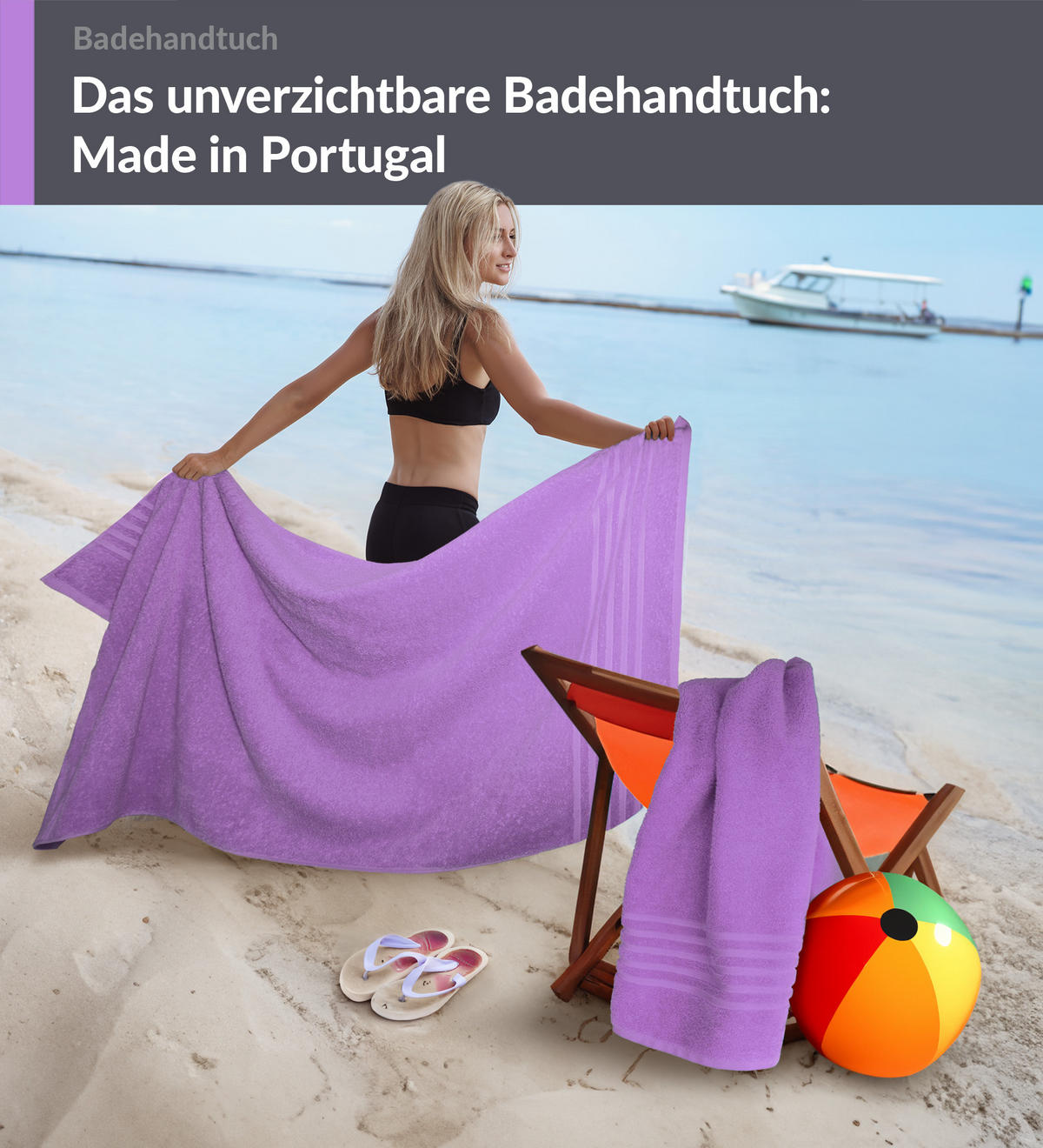 BADETUCH London Flieder Lila 2er Set 100x150 - Flieder, Textil (100/150cm) - Lashuma