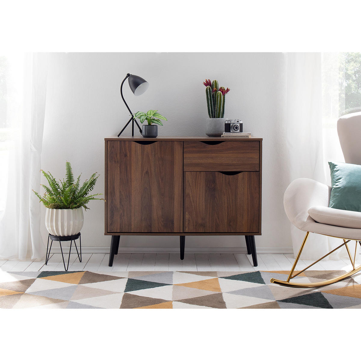 KOMMODE - 1 Schublade, Walnuss Dekor - Walnussfarben, Holz/Holzwerkstoff (99/81/39cm) - home24