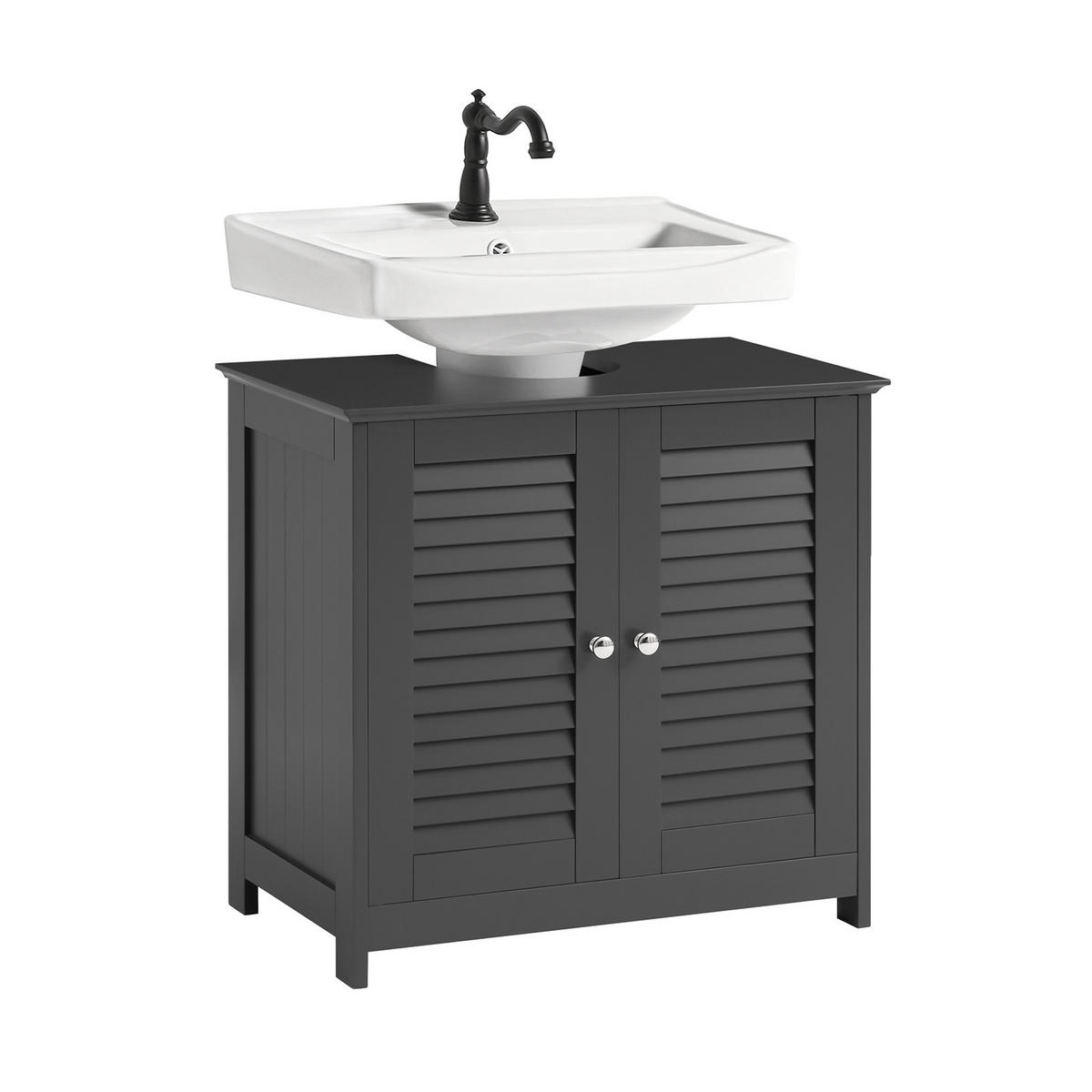 WASCHBECKENUNTERSCHRANK Grau - Grau, Holzwerkstoff (60/58/35cm) - SoBuy
