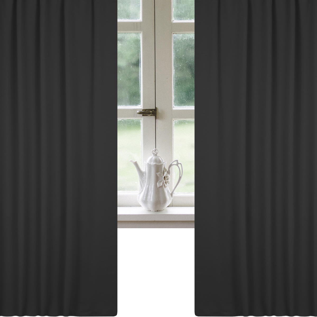 VERDUNKELUNGSVORHANG Kräuselband 140/245 cm Schwarz - Schwarz, Textil (140/245cm) - TiborTex