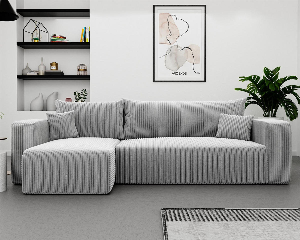 ECKSOFA Luna Mit Schlaffunktion - Hellgrau, Holzwerkstoff/Textil (248/145cm) - Fun Möbel