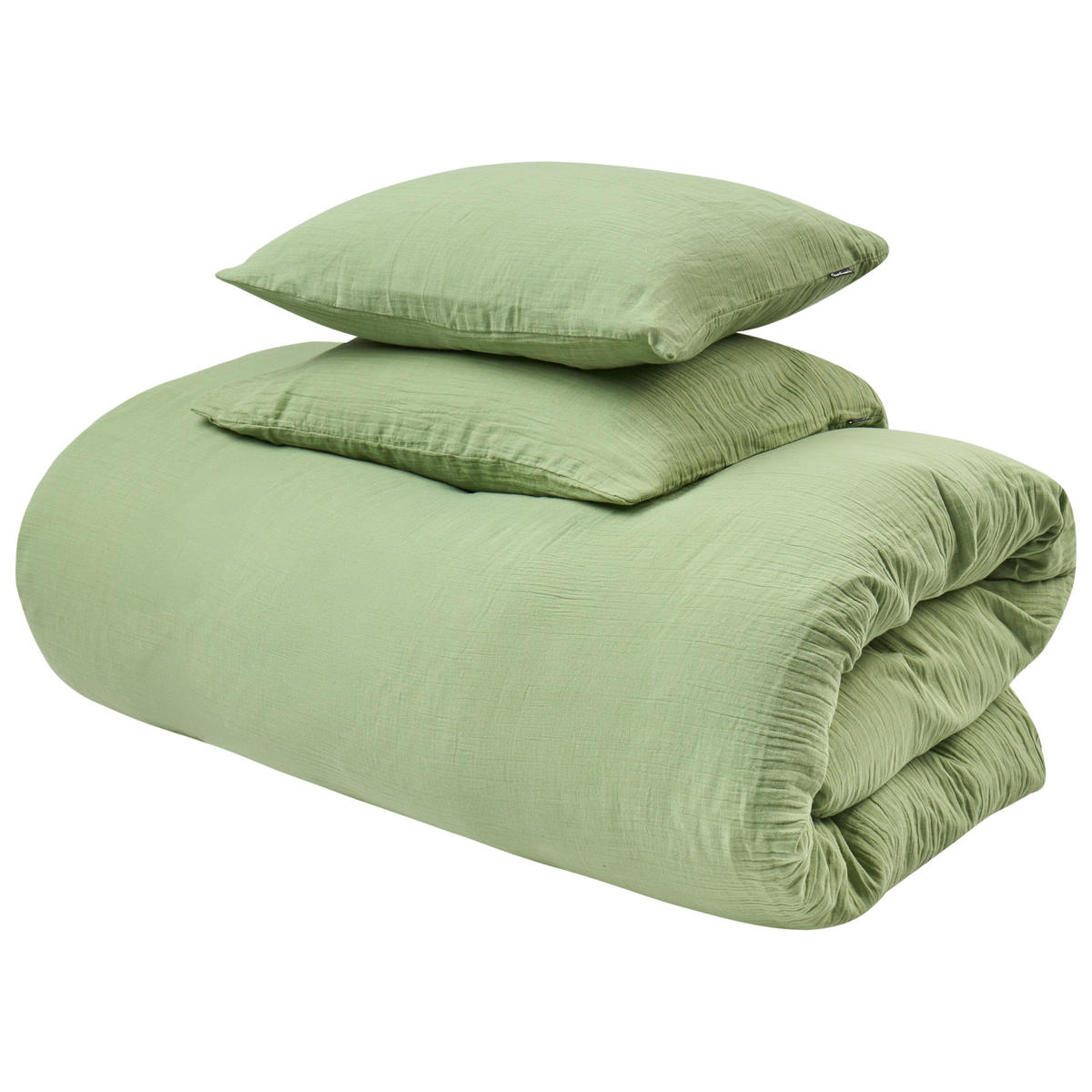 BETTWÄSCHE-SET 220/240 cm Baumwollmusselin Grün Sumner - Grün, Textil (220/240cm) - Beliani