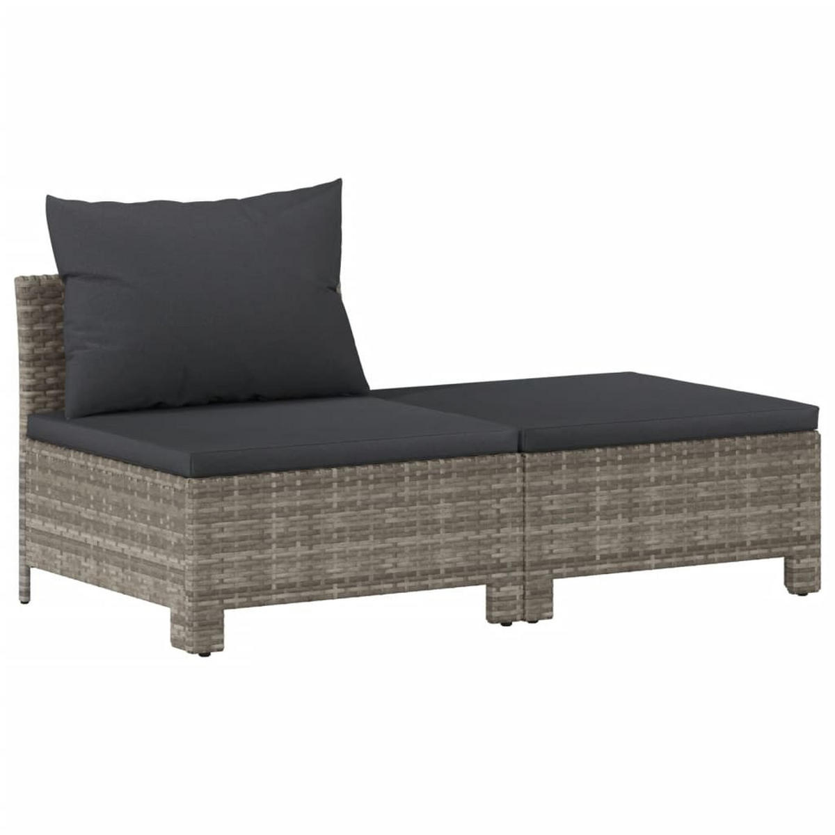 GARTEN-LOUNGE-SET 9-TLG. Mit Kissen Grau Poly Rattan - Grau, Kunststoff - vidaXL