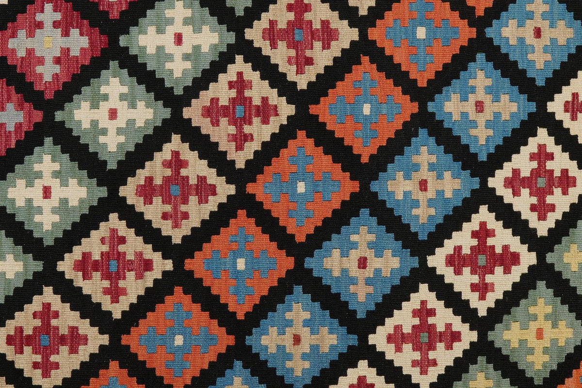 KELIM-TEPPICH handgewebt Gashgai Schwarz 194/157 cm Schurwolle - Schwarz, Textil (157/194cm) - Looma