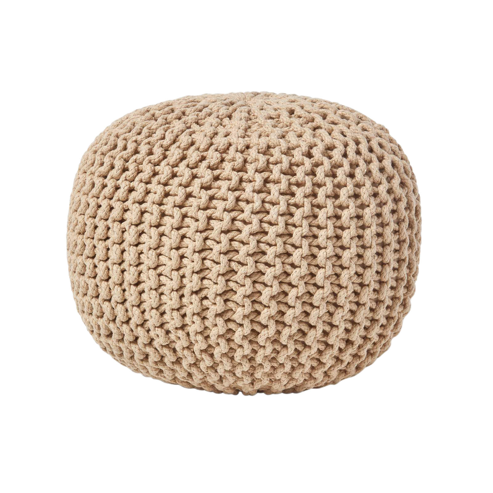 Homescapes Strick-Pouf Beige 40x35x40 cm
