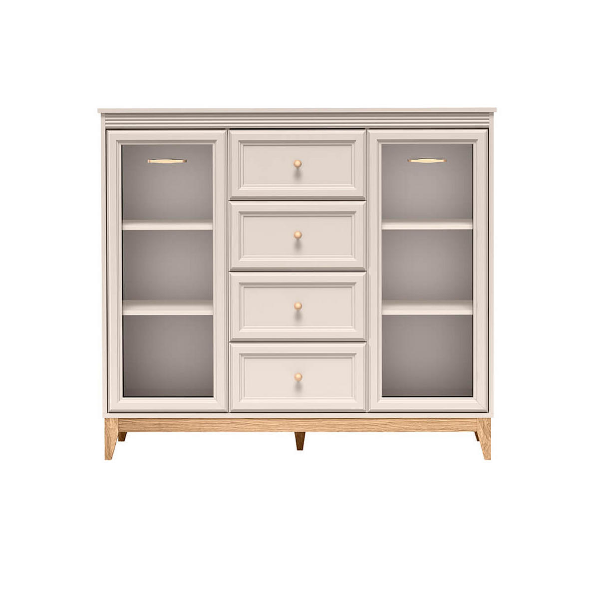 VITRINE Windsor W-7 141,5 x 125,5 x 40,5 cm Kaschmir - Kaschmir/Eichefarben, Eichenholz/Holzwerkstoff (141.5/125.5/40.5cm) - Koseto