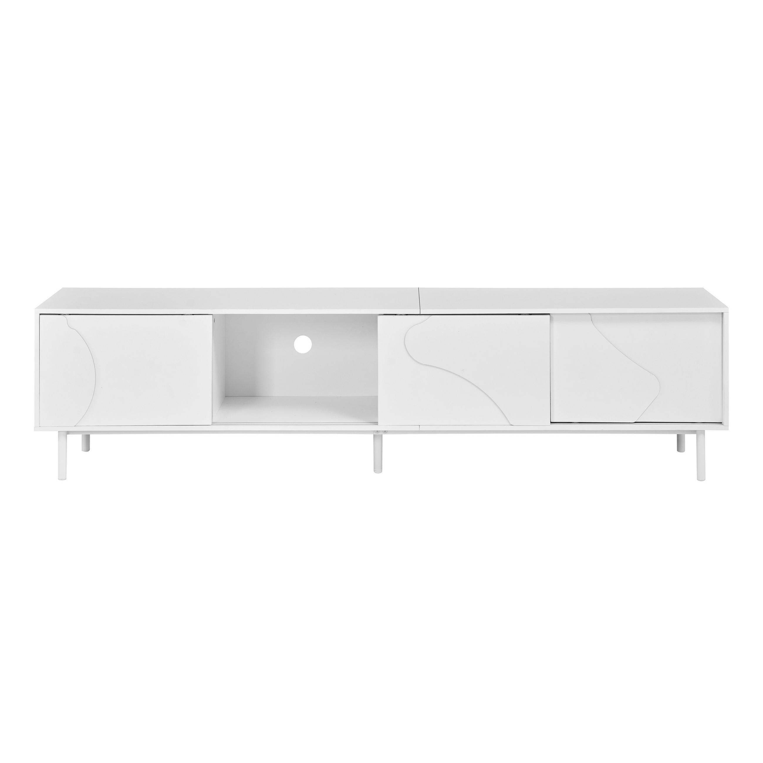TV-SCHRANK 180/40/45 cm Weiß mit LED und 3 Schiebetüren - Weiß, Holzwerkstoff/Metall (180/45/40cm) - Oxeza