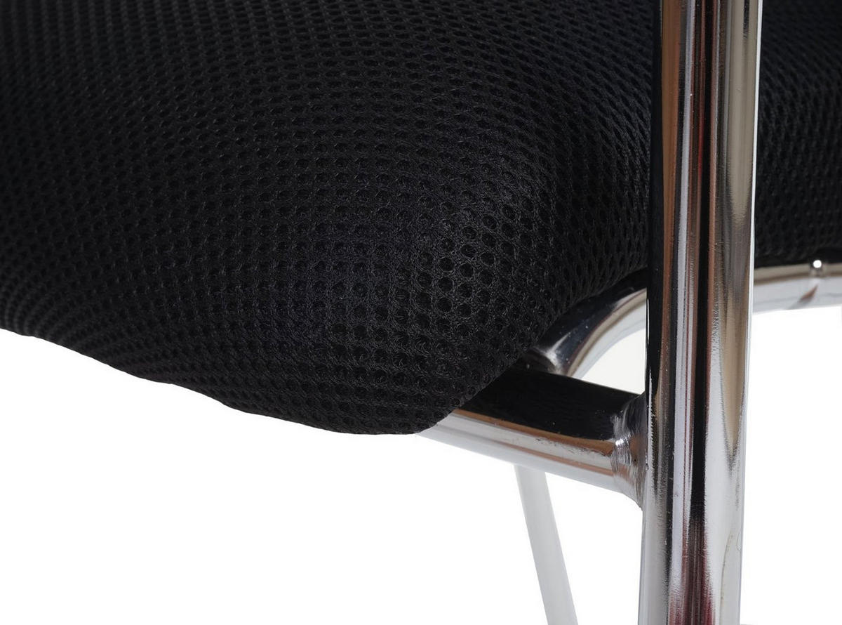 BESUCHERSTUHL 12er-Set mit Lehne 83x55x60cm Sitzhöhe 45cm Stoff/Textil Sitz Schwarz - Schwarz, Textil (55/83/60cm) - PROREGAL