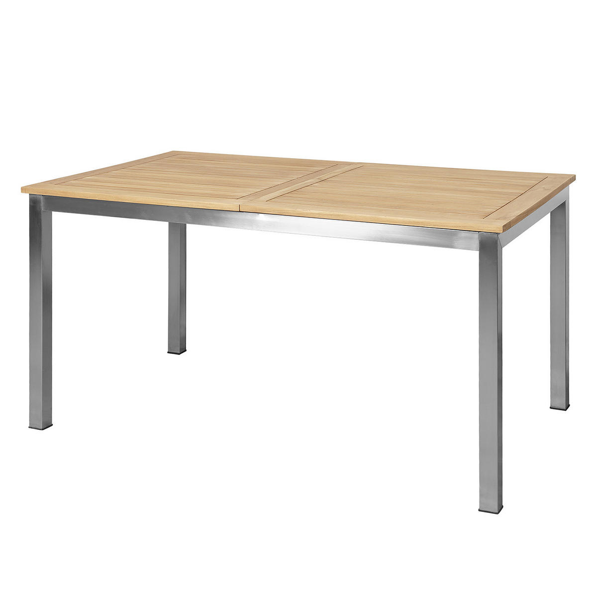 GARTENTISCH - Teak massiv / Edelstahl - Ausziehfunktion - Silberfarben/Braun, Holz/Metall (90/150/75cm) - home24