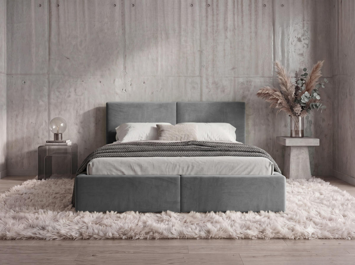 POLSTERBETT 140X200 Grau mit Stauraum - Grau, Textil (140/200cm) - Interbeds