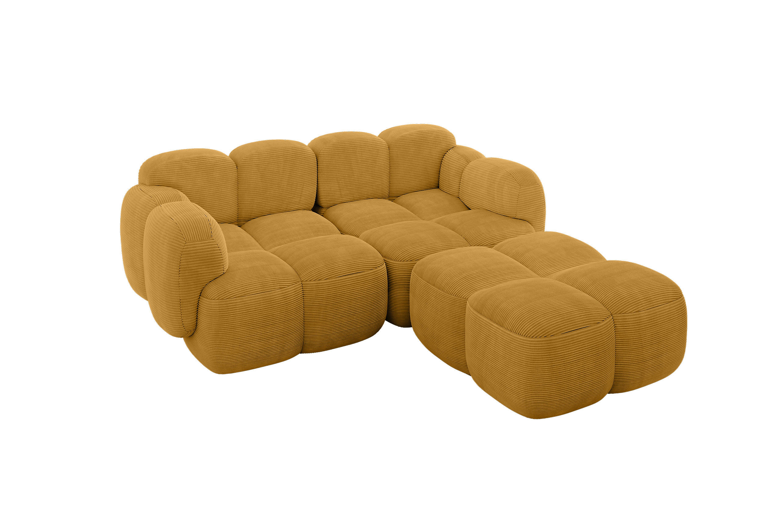 ECKSOFA modulares Sofa Rechts Miko-L1 214x205x75 Senfgelb Cord - Schwarz/Honig, Holzwerkstoff/Kunststoff (214/205cm) - ALTDECOR