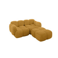 ECKSOFA modulares Sofa Rechts Miko-L1 214x205x75 Senfgelb Cord - Schwarz/Honig, Holzwerkstoff/Kunststoff (214/205cm) - ALTDECOR