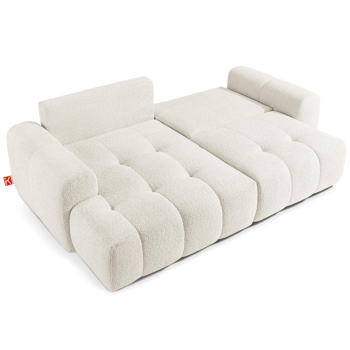 ECKSOFA LINKS RAVIA, Bouclé, Weiß - Weiß, Holz/Textil (256/104cm) - KONSIMO®