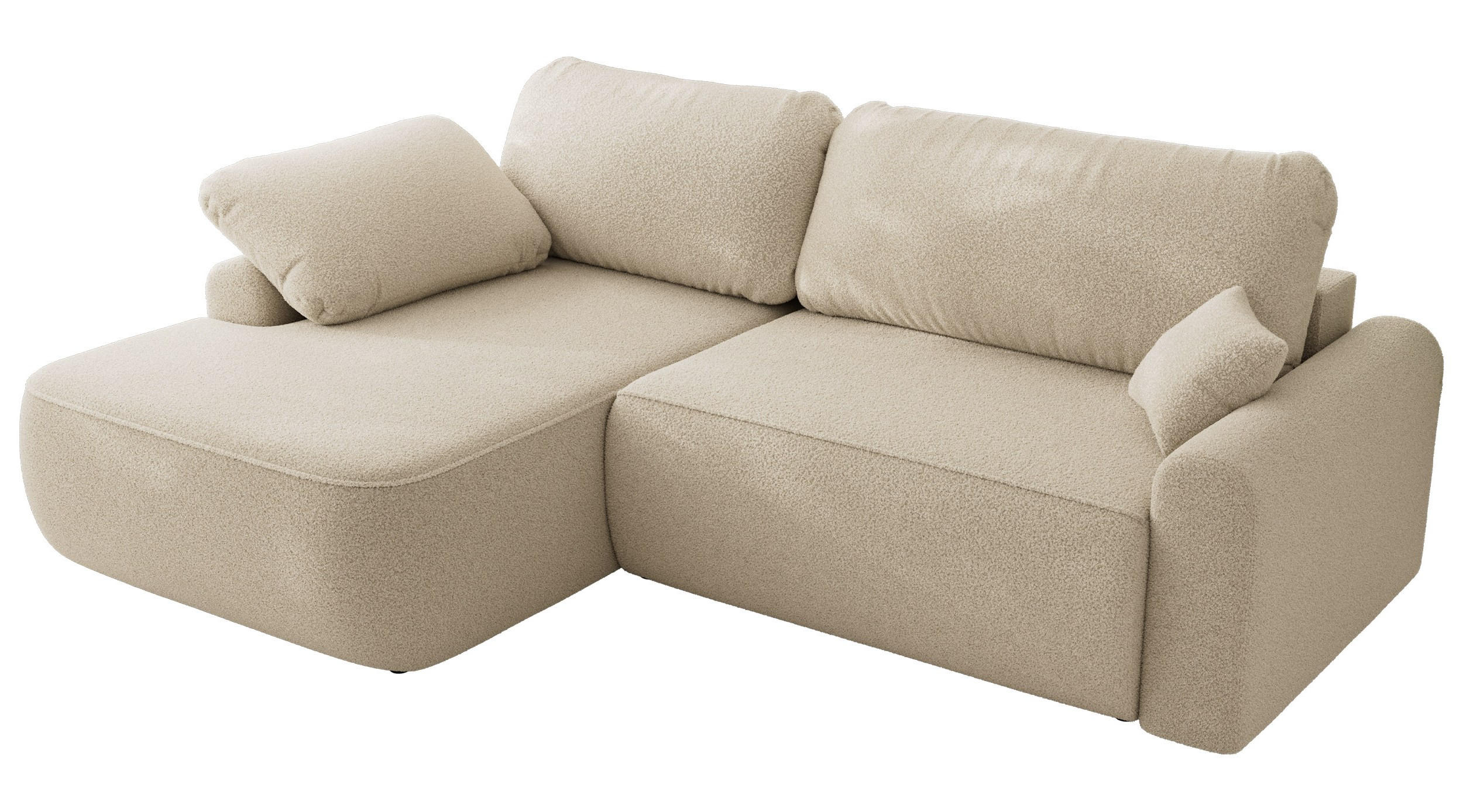 ECKSCHLAFSOFA CUBO L Beige Boucle - links - Beige/Schwarz, Kunststoff/Textil (273/187cm) - MKS