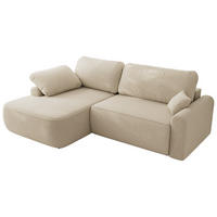 ECKSCHLAFSOFA CUBO L Beige Boucle - links - Beige/Schwarz, Kunststoff/Textil (273/187cm) - MKS