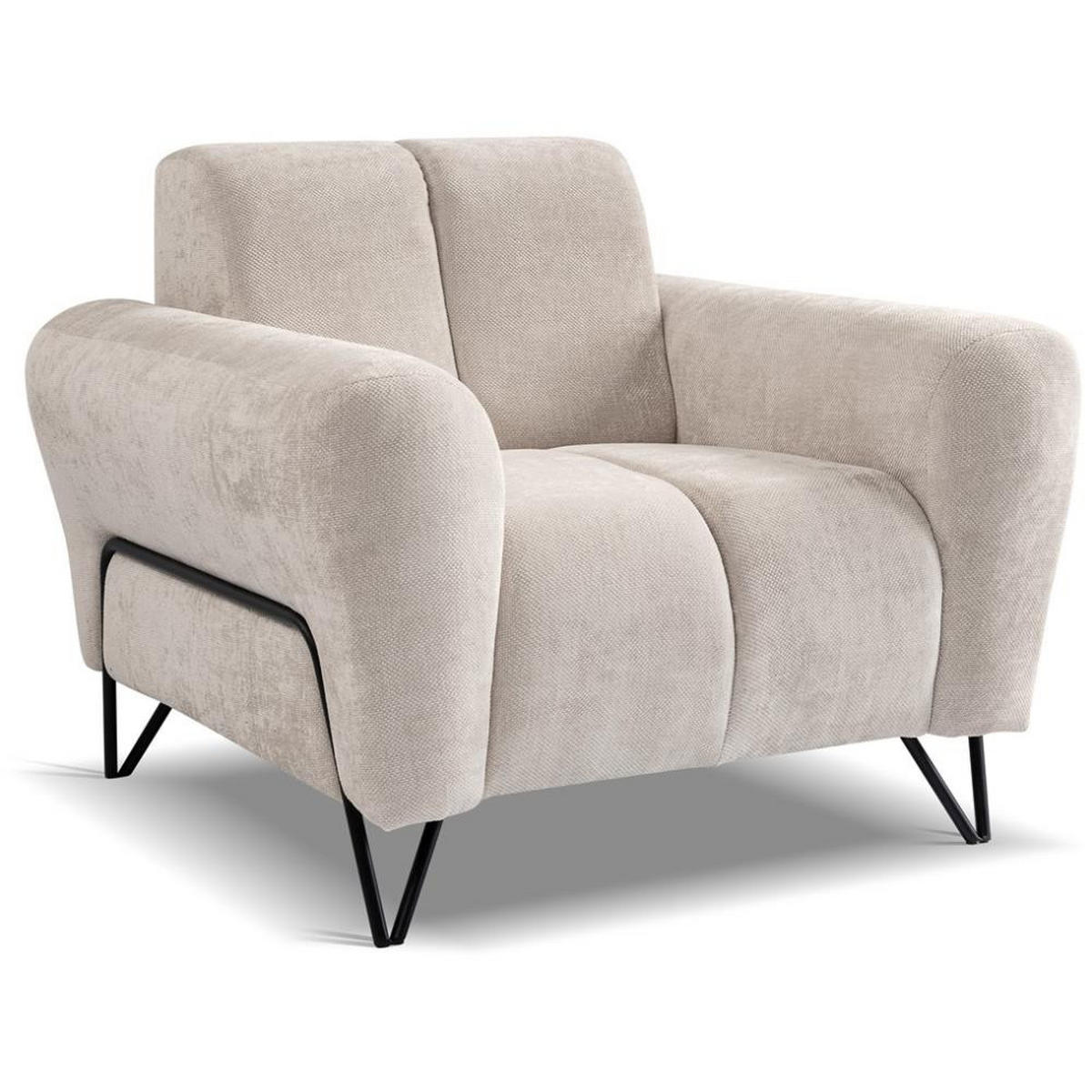 SITZGARNITUR Volare Sofas+Sessel, ohne Schlaffunktion, Hellbeige - Beige, Textil/Metall (220/83/98cm) - Beautysofa