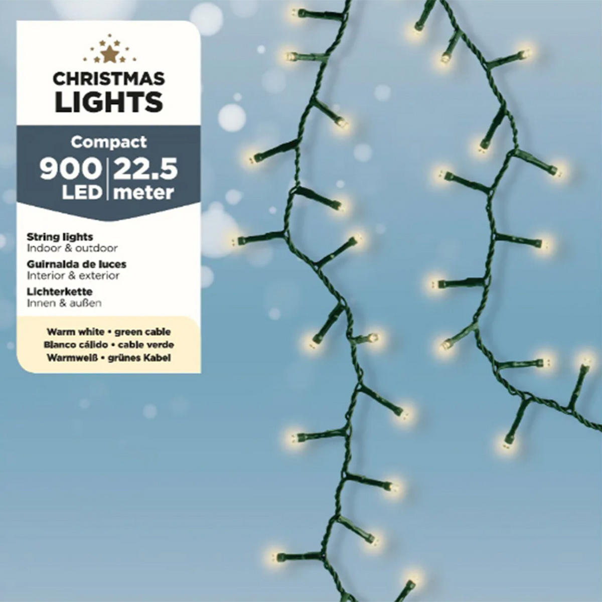 LICHTERKETTE Compact, 900 LED-Leuchten, warmweiß, 22,5m - Weiß, Kunststoff (2250cm) - Lumineo
