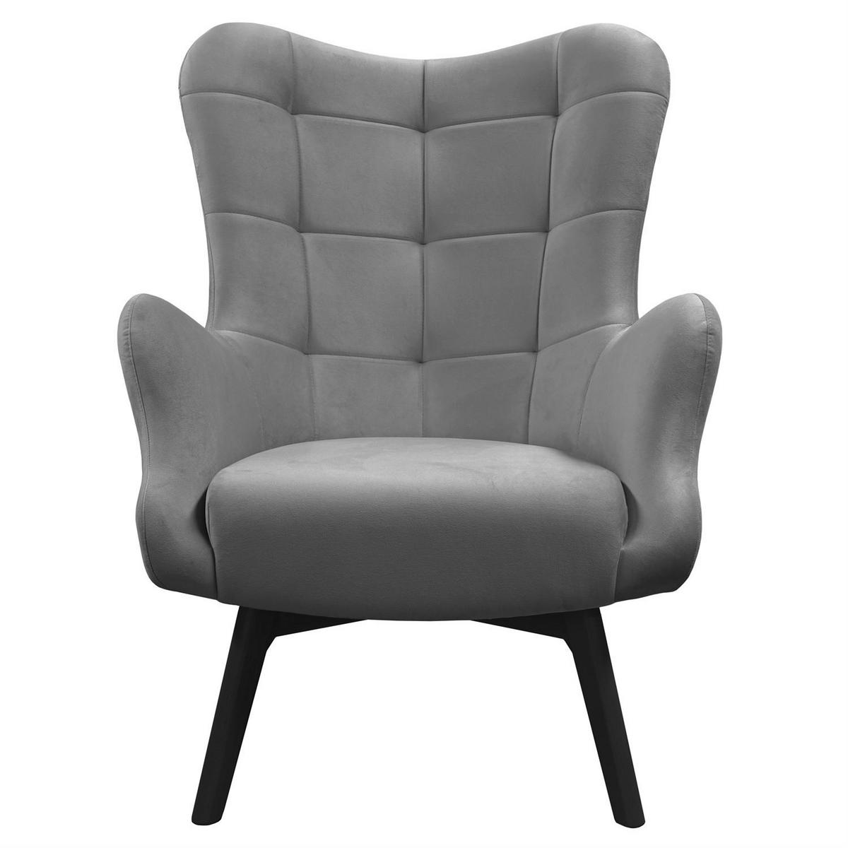 SESSEL SAND mit schwarzen Beinen - Dunkelgrau/Schwarz, Textil (80/105/86cm) - Lookway