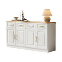 SIDEBOARD in Weiß Buffetschrank mit 4 Scheunentüren und 4 Schubladen für Esszimmer und Wohnzimmer, B140/T40/H75cm - Eichefarben/Weiß, Holzwerkstoff (140/75/40cm) - STILVORA