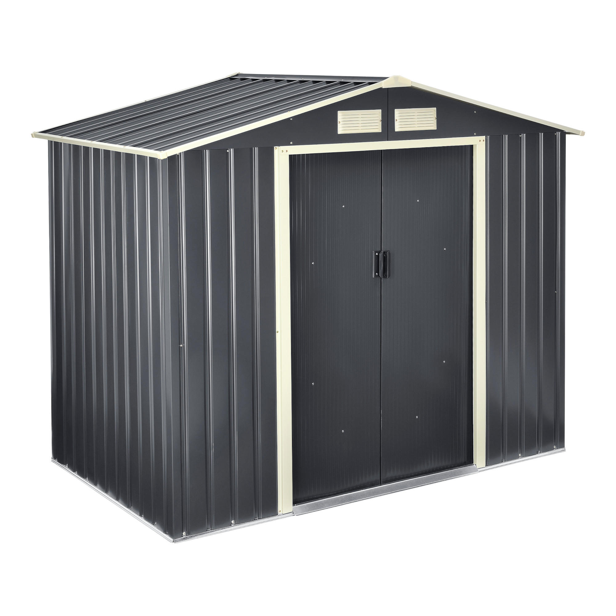 GARTENSCHUPPEN - Dunkelgrau, Metall (213/185/127cm) - [en.casa]