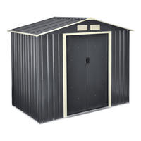 GARTENSCHUPPEN - Dunkelgrau, Metall (213/185/127cm) - [en.casa]