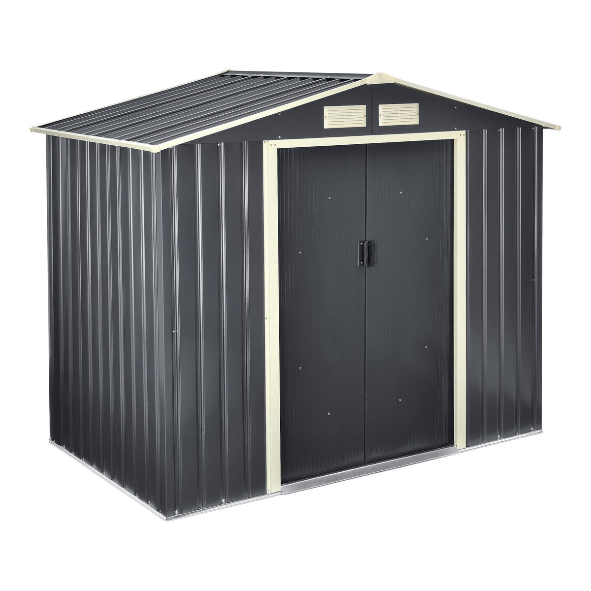 GARTENSCHUPPEN - Dunkelgrau, Metall (213/185/127cm) - [en.casa]