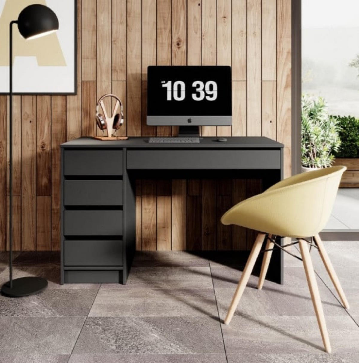 SCHREIBTISCH Anthrazit AGA Mit Schubladen - Graphitfarben, Holzwerkstoff (55/55/75cm) - Sepro Meble