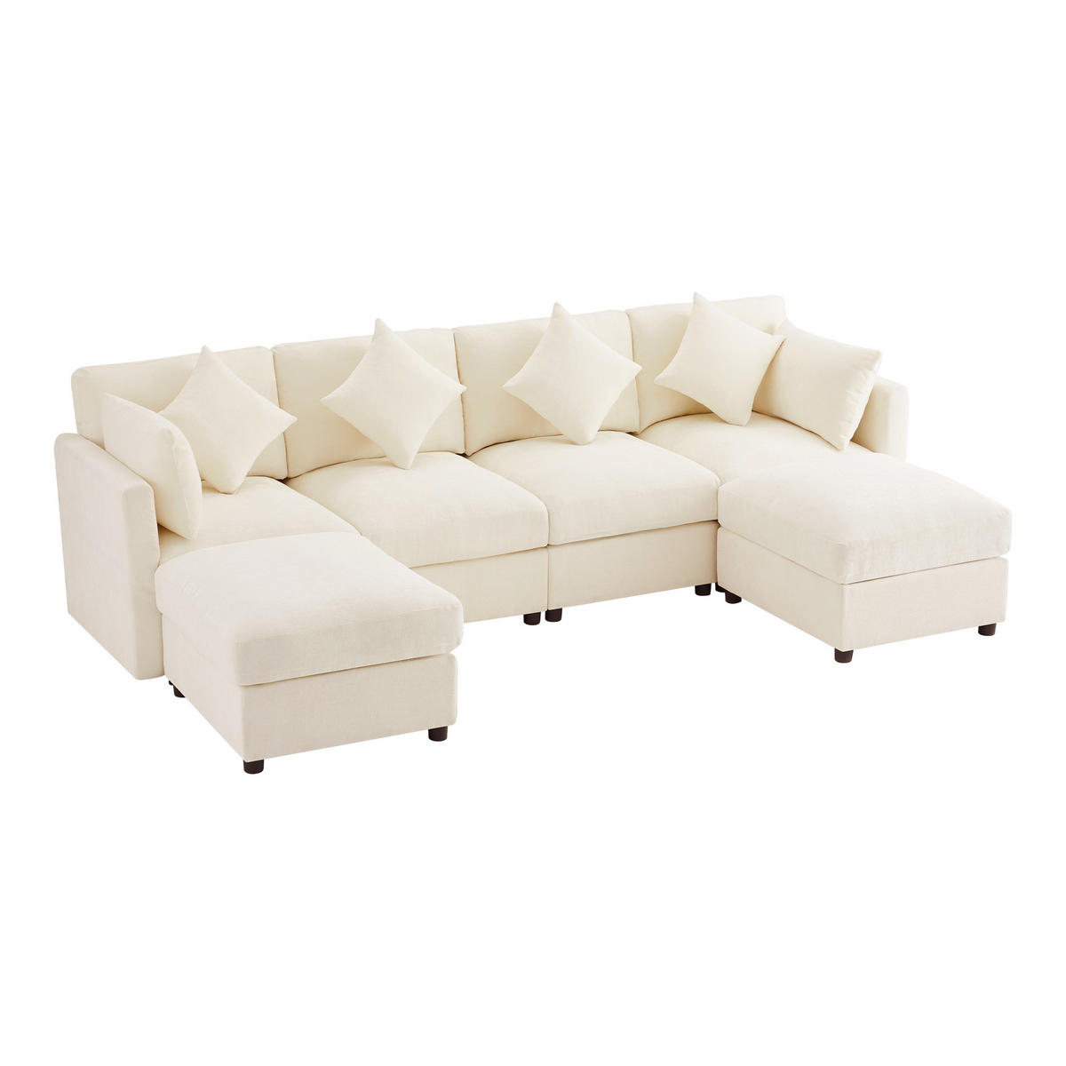 WOHNLANDSCHAFT 284/156.5/86 cm Beige mit 2 Hockern und verstellbaren Armlehnen - Beige, Textil (284/86/156.5cm) - Oxeza