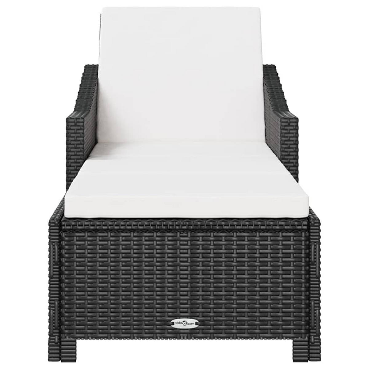 SONNENLIEGE mit Cremeweißer Auflage Poly Rattan Schwarz - Schwarz, Kunststoff (68/73/201cm) - furnicato