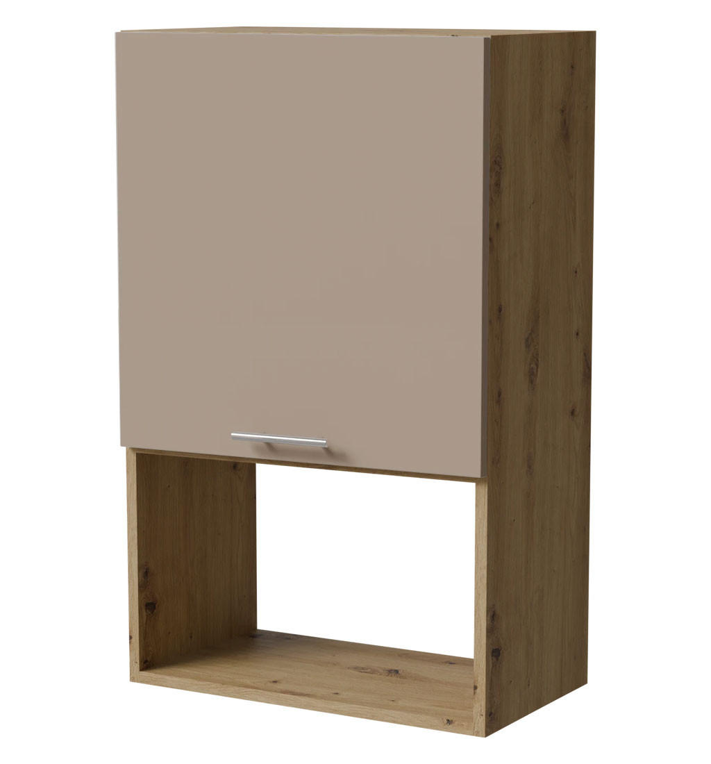 MIKROWELLENUMBAUSCHRANK Brerra W4MK/60 Eiche Artisan / RAL 1019 graubeige Matt 60 /32,5 / 96cm - Graubraun/Eiche Artisan, Holz/Holzwerkstoff (60/96/32.5cm) - Feldmann-Wohnen