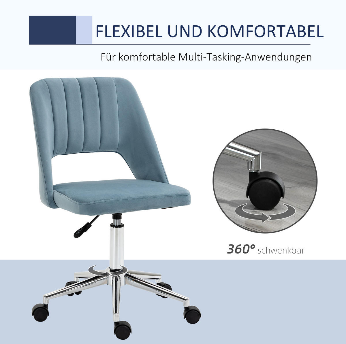 DREHSTUHL 49/79-91/60 cm Blau aus Polyester höhenverstellbar - Blau, Kunststoff (60/91/49cm) - OKMYHOME