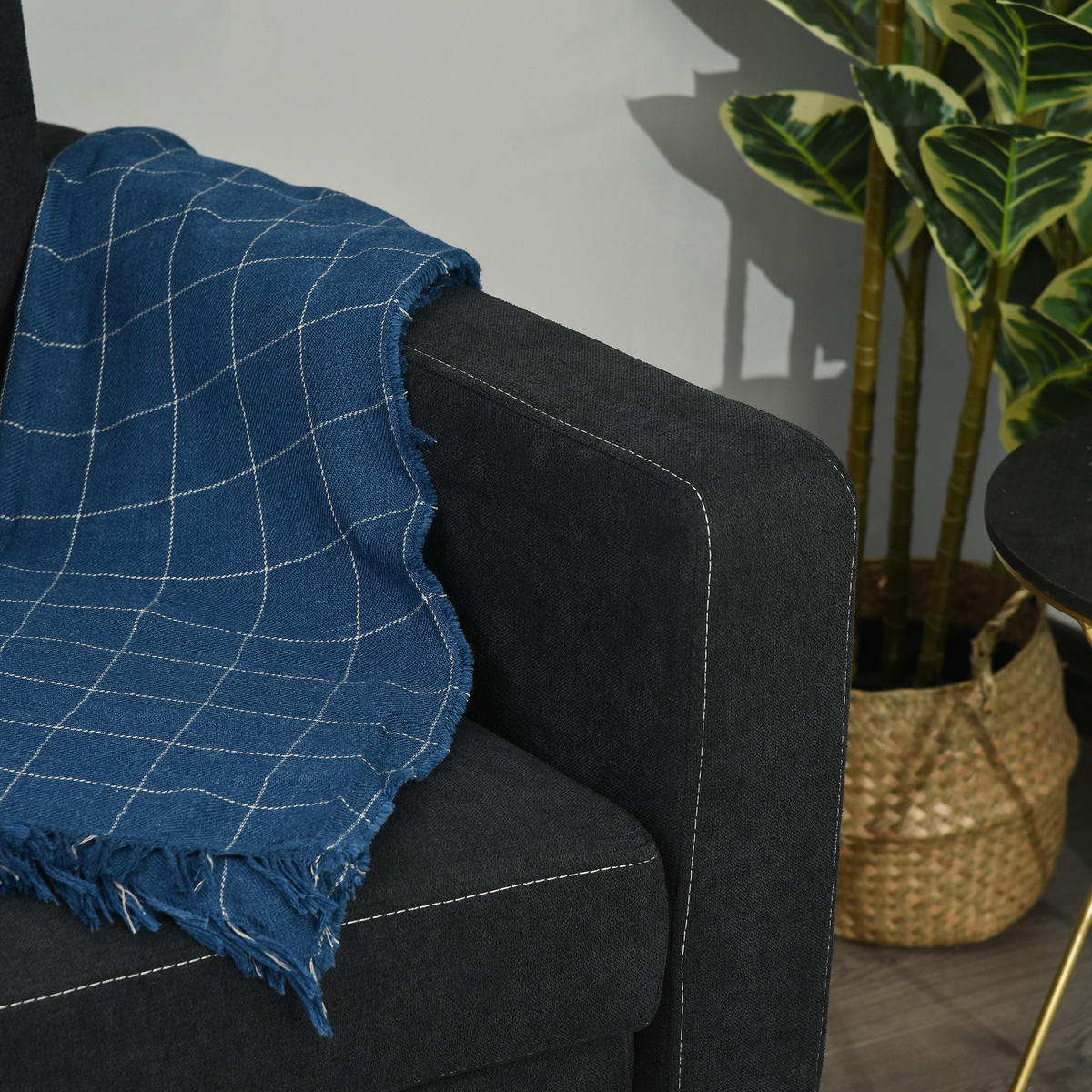 SCHLAFSOFA, Eukalyptusholz, Schwarz - Schwarz, Holz (90/88.5/155cm) - HOMCOM