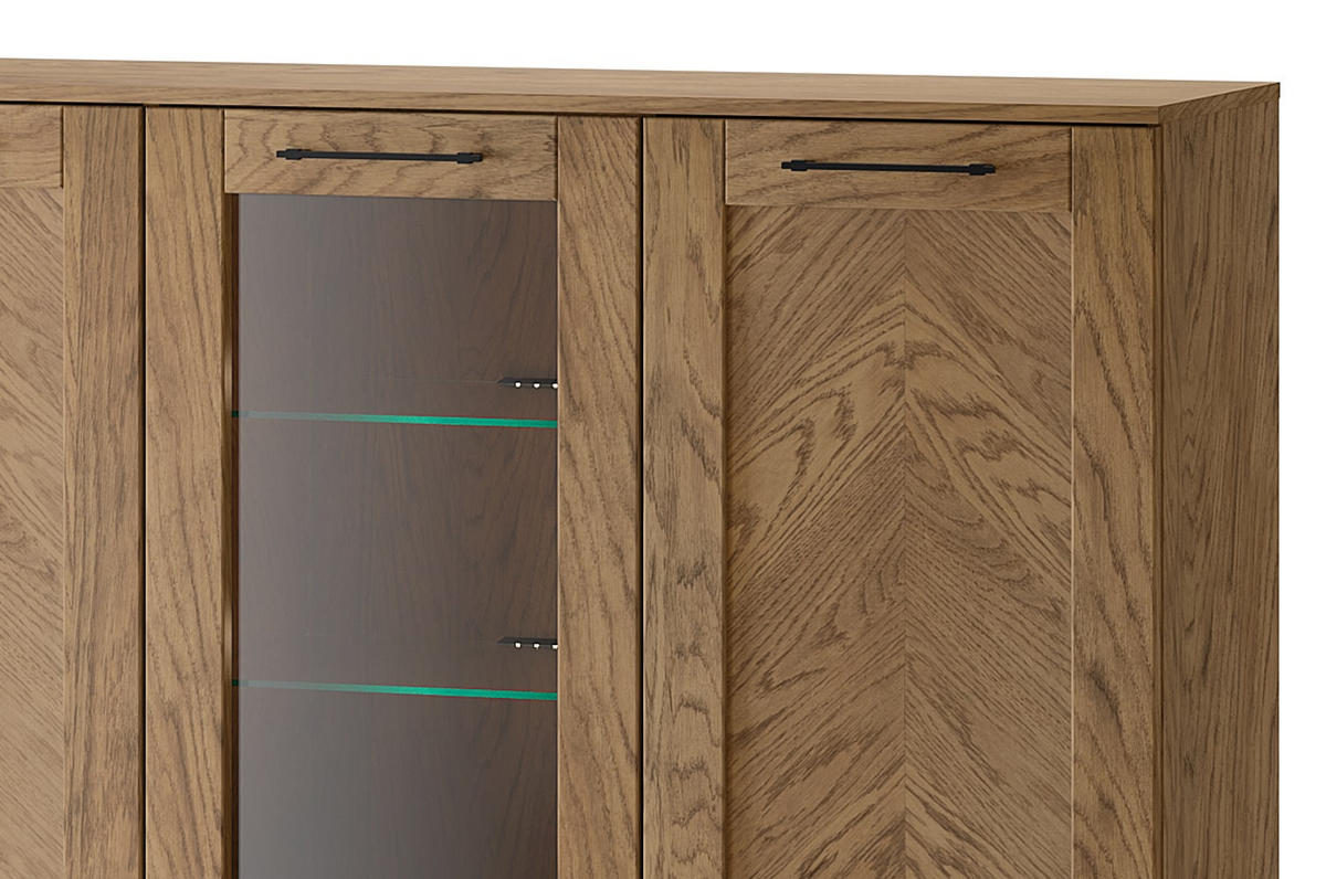 STANDVITRINE Cozy Eiche Rustikal 140 / 42 / 90cm - Eichefarben/Braun, Holz/Metall (140/90/42cm) - Feldmann-Wohnen