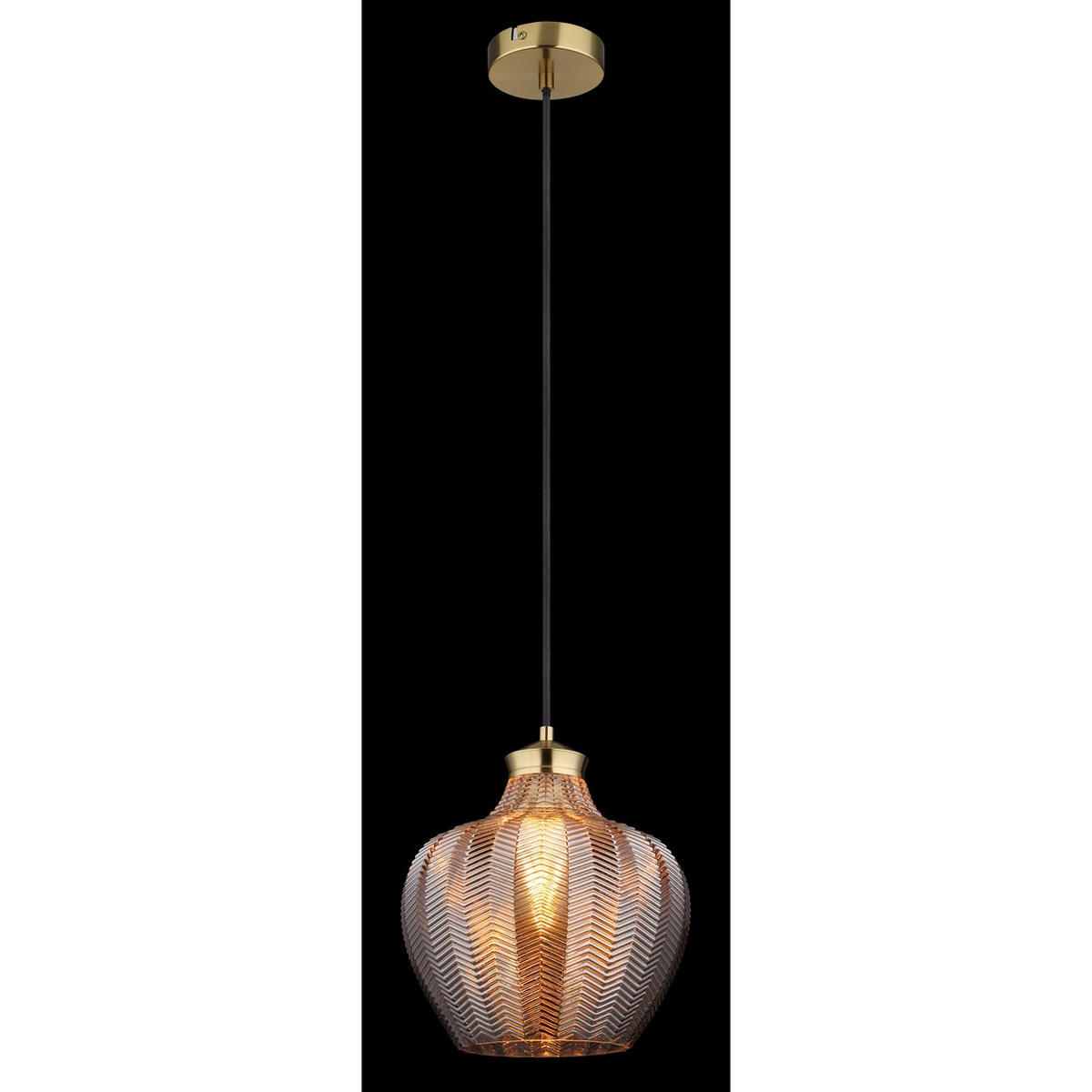 PENDELLEUCHTE Metall Gold Glas rauchfarben - Goldfarben, Glas (25/25/120cm) - Globo Lighting