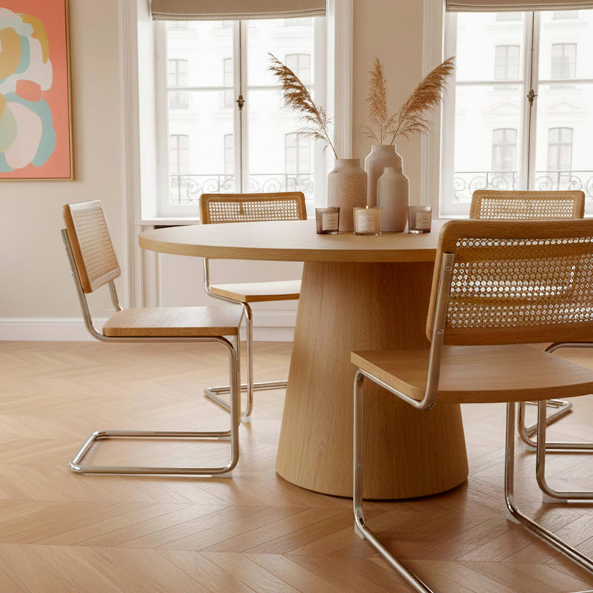 STUHL 2-tlg., Beige - Beige, Holz (48/79/55cm) - Oviala