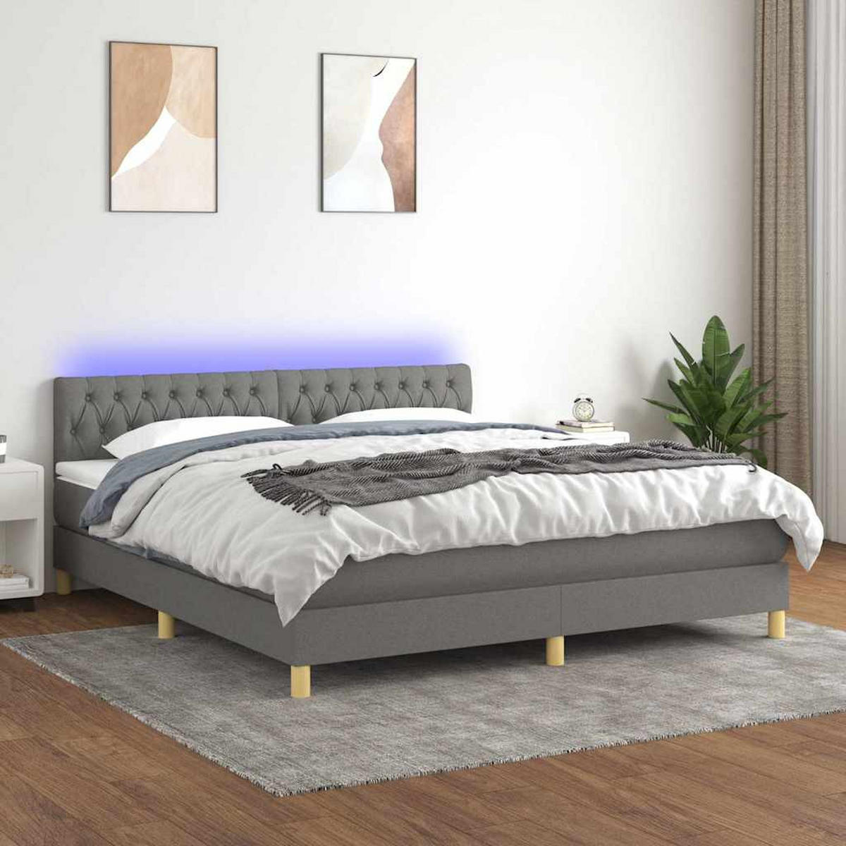 BOXSPRINGBETT 180/200 Cm Grau Gewebe - Grau, Textil (180/203cm) - vidaXL
