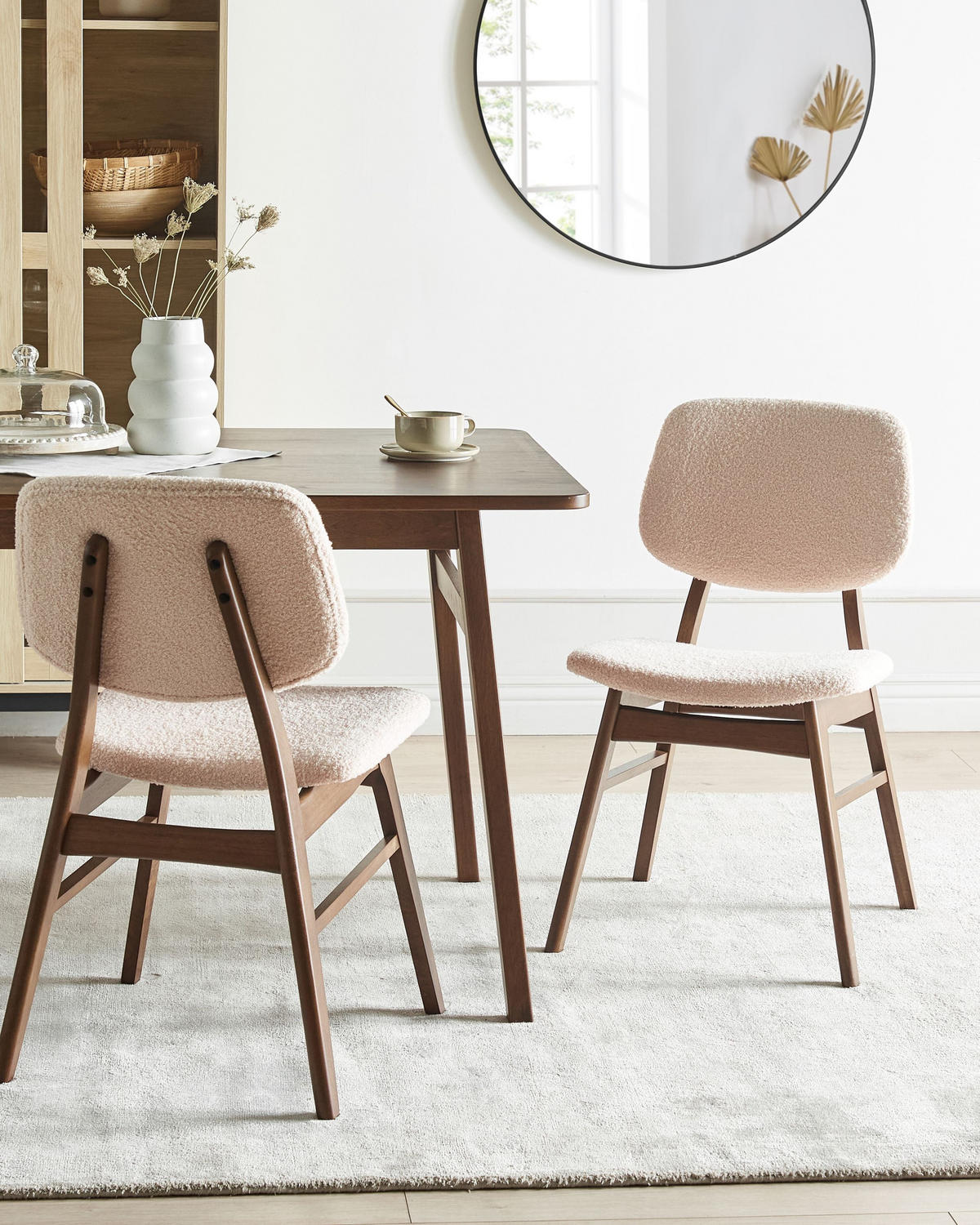 ESSZIMMERSTUHL 2er-Set Dunkelbraun/Beige Elaine - Beige/Braun, Textil (48/81/54cm) - Beliani