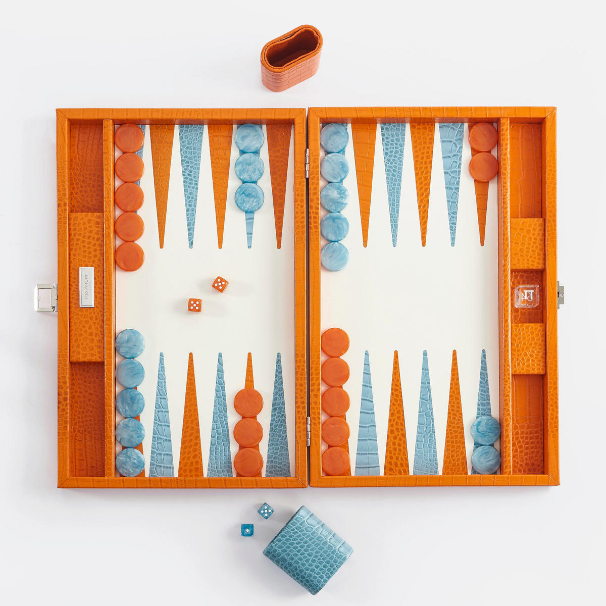 BACKGAMMON – Groß BACKGAMMON Leder Sonnenorange 46cm - Orange, Leder (46/30.3cm) - Premium Interiors