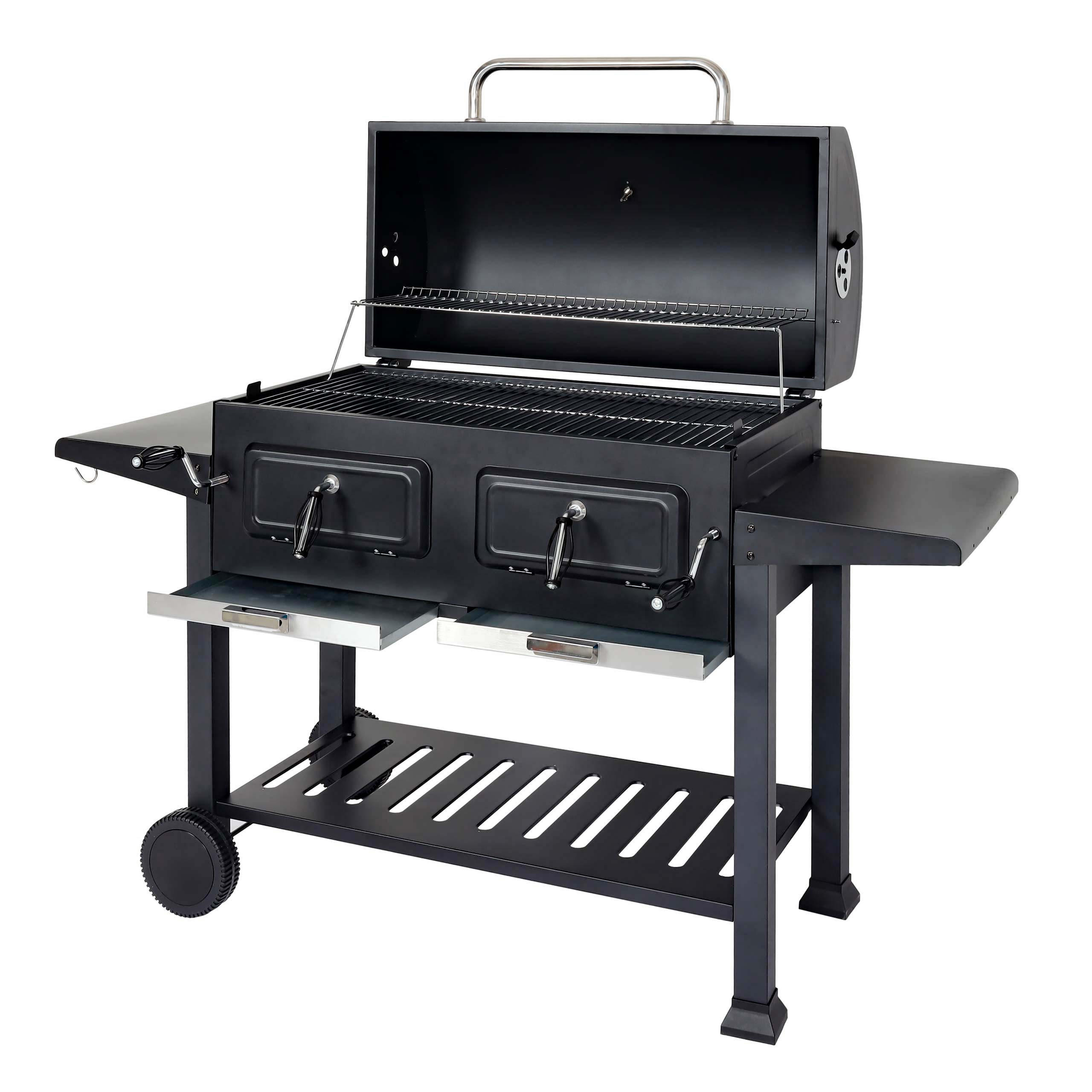 HOLZKOHLEGRILL Schwarz - Schwarz, Metall (153/133/60cm) - MCW