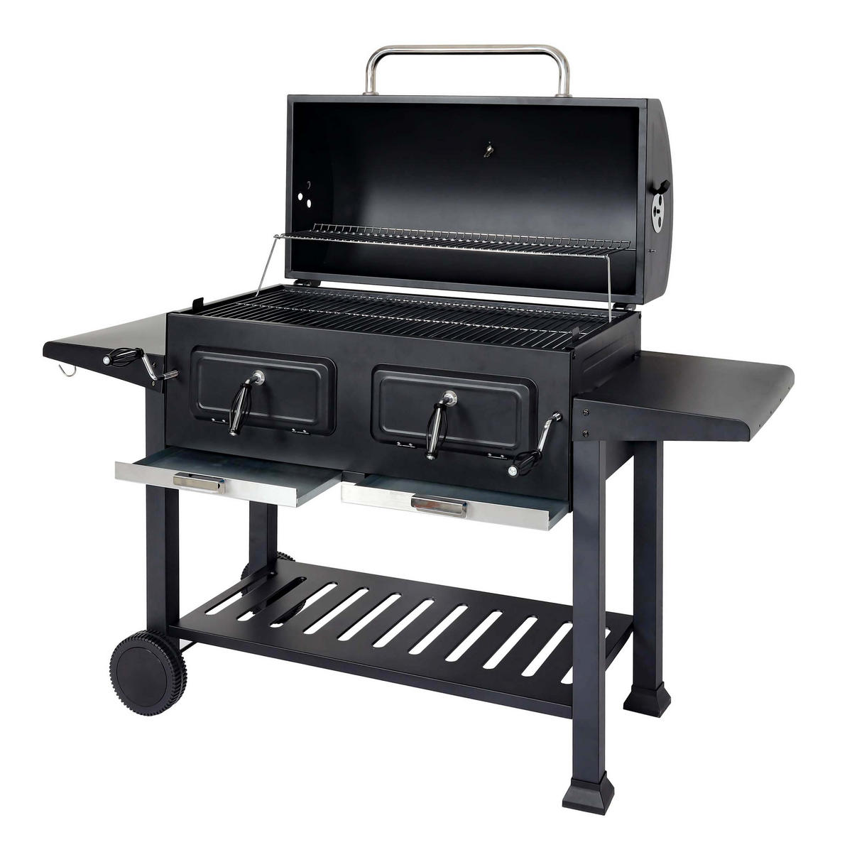 HOLZKOHLEGRILL Schwarz - Schwarz, Metall (153/133/60cm) - MCW