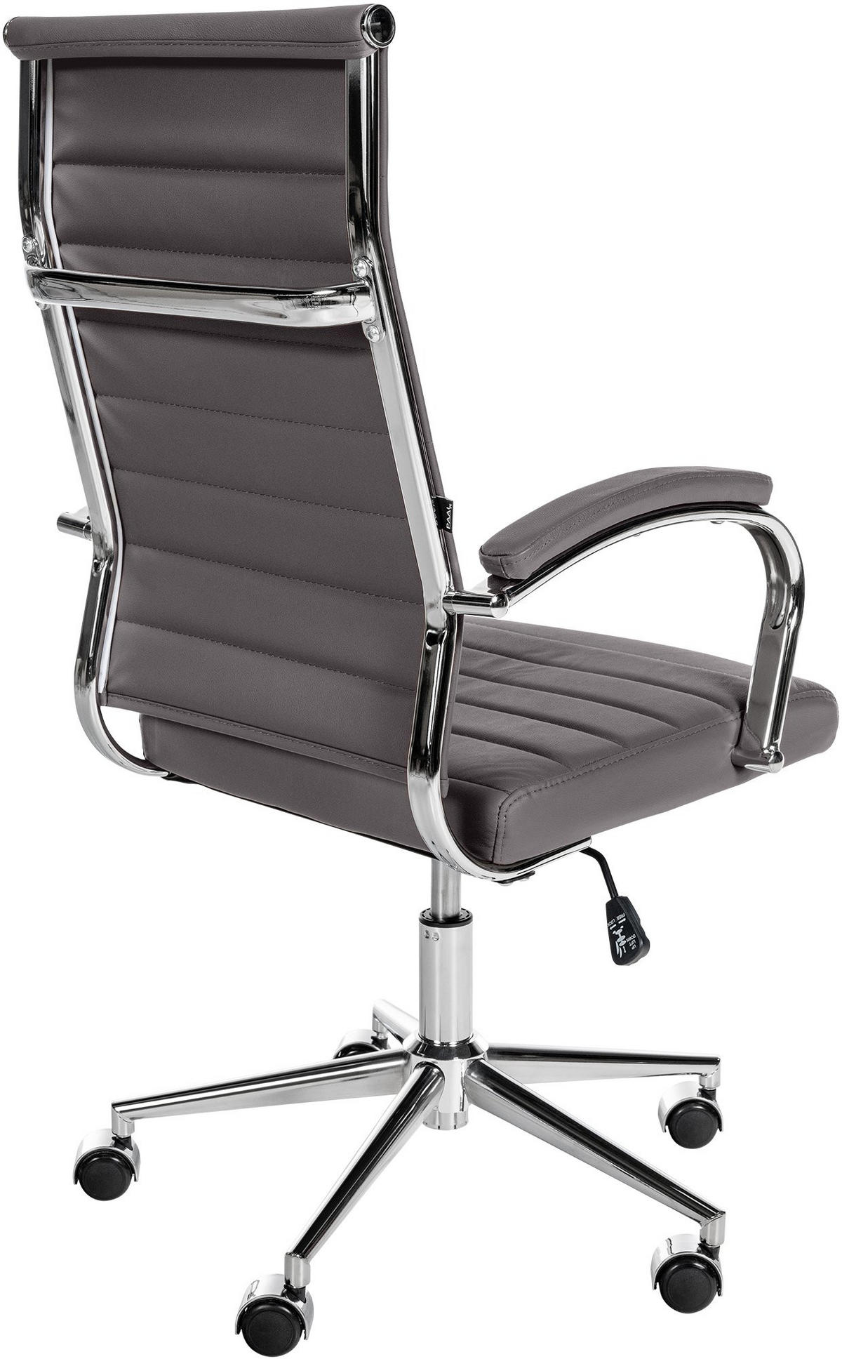DREHSTUHL Echtleder grau - Chromfarben/Grau, Leder/Metall (56/102/61cm) - CLP